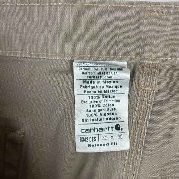 Carhartt Pants Men 40x30 Tan Double Knee Cargo‎ Relaxed Fit B342 Distressed Y2K - Picture 6 of 7